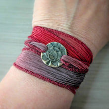 Load image into Gallery viewer, Sterling Silver Lotus Wrap Bracelet, Talisman for Inner Strength
