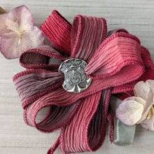 Load image into Gallery viewer, Sterling Silver Lotus Wrap Bracelet, Talisman for Inner Strength
