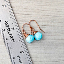 Load image into Gallery viewer, Faceted Larimar Briolette Earrings in Rose Gold: Essential Gemstones
