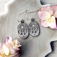 Load image into Gallery viewer, All Seeing Eye Drop Earrings | Sterling Silver Botanical Talisman
