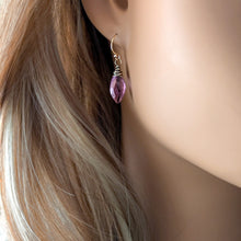 Load image into Gallery viewer, Amethyst Marquise Drop Earrings in Antiqued Silver | Essential Gemstones
