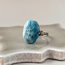Load image into Gallery viewer, Express Your Truth Talisman: Apatite Faceted Oval Nugget Ring
