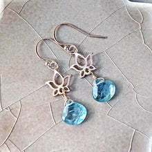 Load image into Gallery viewer, Blue Lotus Earrings: Sterling Silver and Aqua Kyanite
