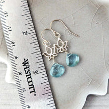 Load image into Gallery viewer, Blue Lotus Earrings: Sterling Silver and Aqua Kyanite

