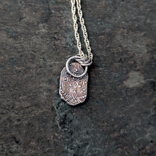 Load image into Gallery viewer, Fine Silver Cicada Pendant with Tsavorite Garnets | Handmade Nature Talisman Jewelry
