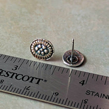 Load image into Gallery viewer, Sterling Silver Concho Stud Earrings, Southwestern Inspired
