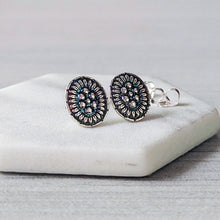 Load image into Gallery viewer, Sterling Silver Concho Stud Earrings, Southwestern Inspired
