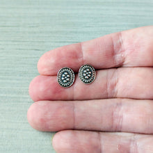 Load image into Gallery viewer, Sterling Silver Concho Stud Earrings, Southwestern Inspired
