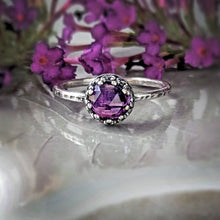 Load image into Gallery viewer, Sterling Silver Rose Cut Amethyst Vintage Crown Ring: Essential Gemstones
