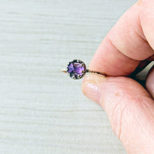 Load image into Gallery viewer, Sterling Silver Rose Cut Amethyst Vintage Crown Ring: Essential Gemstones
