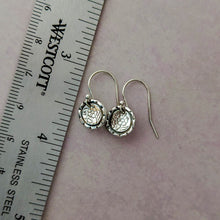 Load image into Gallery viewer, Vintage Daisy Earrings, Artisan Sterling Silver Jewelry, Antique Button Cast
