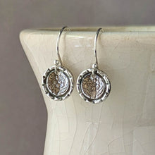 Load image into Gallery viewer, Vintage Daisy Earrings, Artisan Sterling Silver Jewelry, Antique Button Cast
