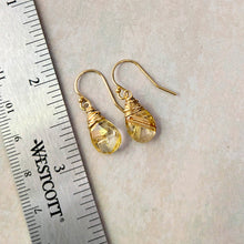Load image into Gallery viewer, Golden Rutilated Quartz Earrings: Faceted Teardrop, 14k Gold Fill
