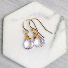 Load image into Gallery viewer, Light Pink Amethyst Gold Earrings
