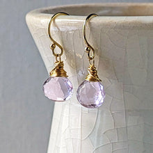 Load image into Gallery viewer, Light Pink Amethyst Gold Earrings
