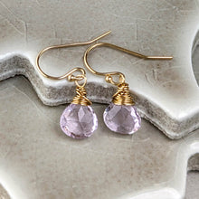Load image into Gallery viewer, Light Pink Amethyst Gold Earrings
