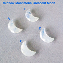 Load image into Gallery viewer, Rainbow Moonstone Crescent Moon Ring: Divine Feminine Talisman
