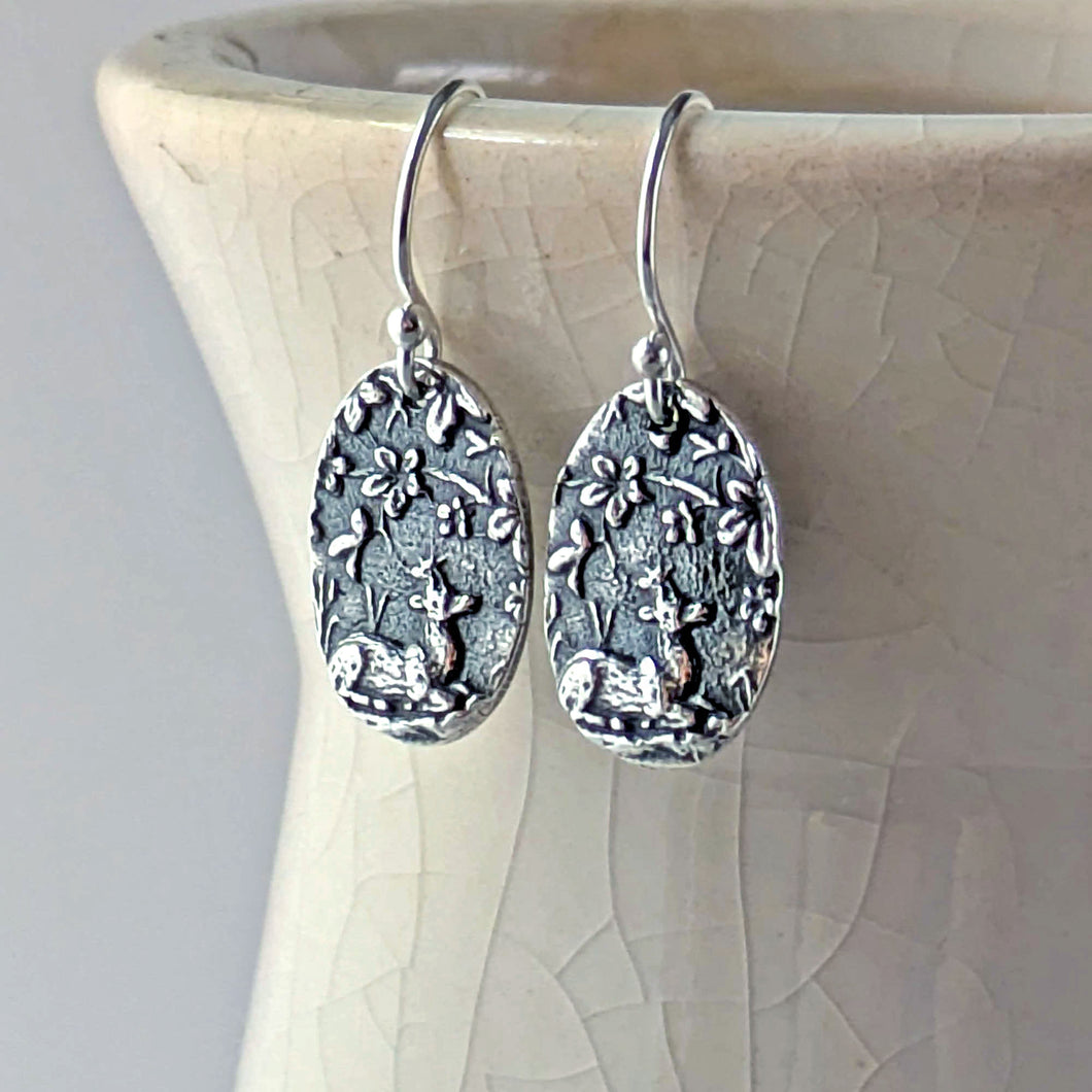 Sterling Silver Deer Earrings: Artisan Woodland Nature Jewelry