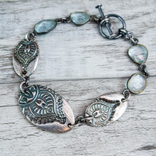 Load image into Gallery viewer, Aikyam Bracelet - rose cut aquamarines and fine silver
