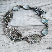 Load image into Gallery viewer, Aikyam Bracelet - rose cut aquamarines and fine silver
