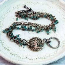 Load image into Gallery viewer, Tree Of Life Dancing Aquamarine Toggle Bracelet
