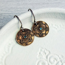 Load image into Gallery viewer, Graceful Flower Mandala Bronze Earrings
