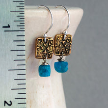 Load image into Gallery viewer, Bronze Mini Tapestry with Apatite Cube Earrings
