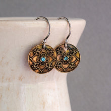 Load image into Gallery viewer, Graceful Flower Mandala Bronze Earrings
