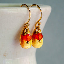 Load image into Gallery viewer, Gold Fire Opal Petal Earrings
