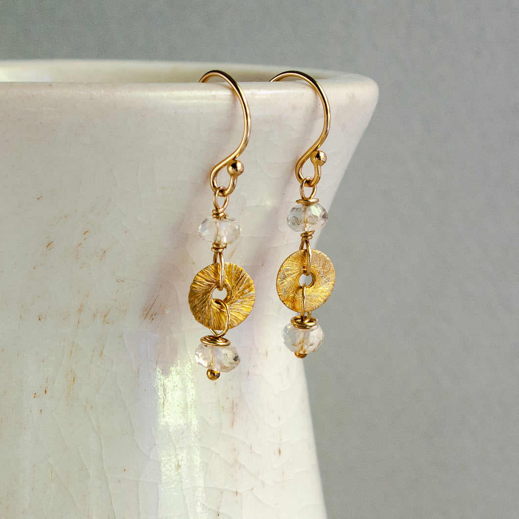 Modern Classic Citrine and Brushed Gold Earrings