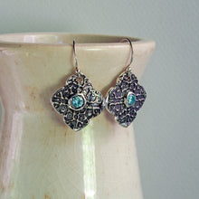 Load image into Gallery viewer, Tapestry Earrings with Blue Zircon
