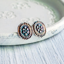 Load image into Gallery viewer, Silver Concho Oval Stud Earrings
