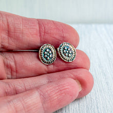 Load image into Gallery viewer, Silver Concho Oval Stud Earrings
