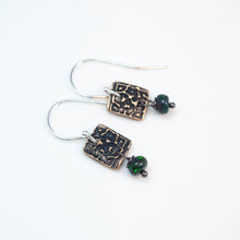 Load image into Gallery viewer, Bronze Tapestry and Black Opal Earrings
