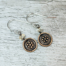 Load image into Gallery viewer, Citrine and Bronze Victorian Daisy Earrings
