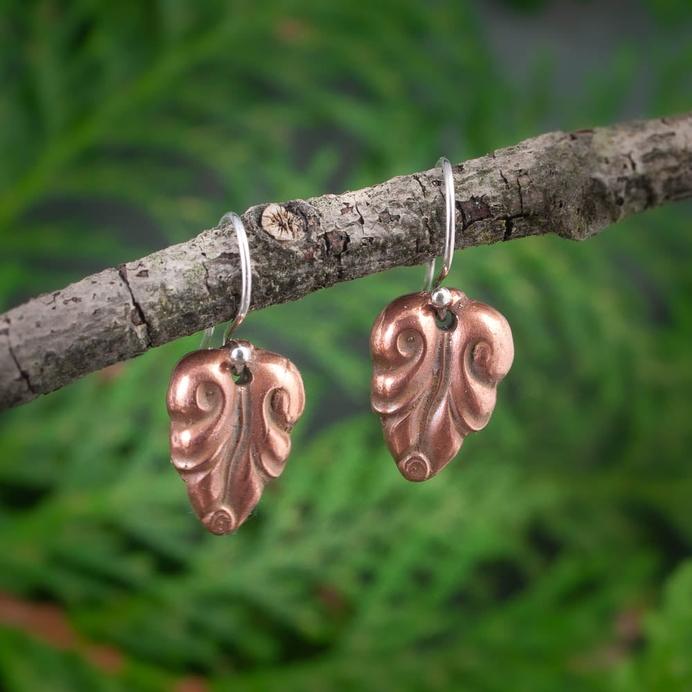 Copper Elvish Leaf Earrings