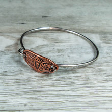 Load image into Gallery viewer, Triple Iris Copper and Sterling Bangle Bracelet
