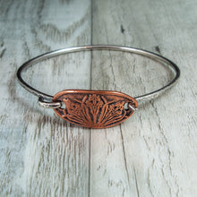 Load image into Gallery viewer, Triple Iris Copper and Sterling Bangle Bracelet
