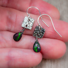 Load image into Gallery viewer, Black Opal Silver Tapestry Earrings
