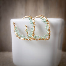Load image into Gallery viewer, Apatite Gold Lotus Petal Hoop Earrings
