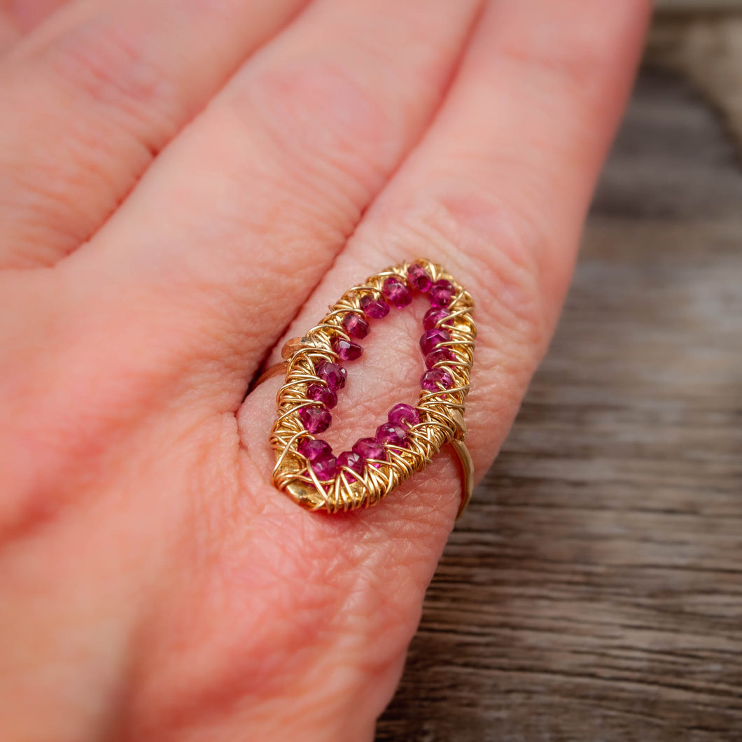 Look Within Ring in Rubelite Pink Tourmaline and Gold - Size 7 1/4