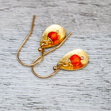 Load image into Gallery viewer, Gold Fire Opal Petal Earrings
