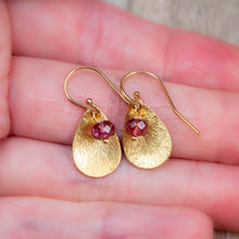 Load image into Gallery viewer, Gold Pink Tourmaline Flower Petal Earrings
