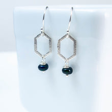 Load image into Gallery viewer, Mod Silver and Black Opal Earrings
