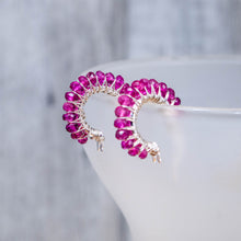 Load image into Gallery viewer, Pink Tourmaline Hoop Earrings
