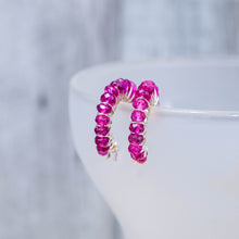 Load image into Gallery viewer, Pink Tourmaline Hoop Earrings
